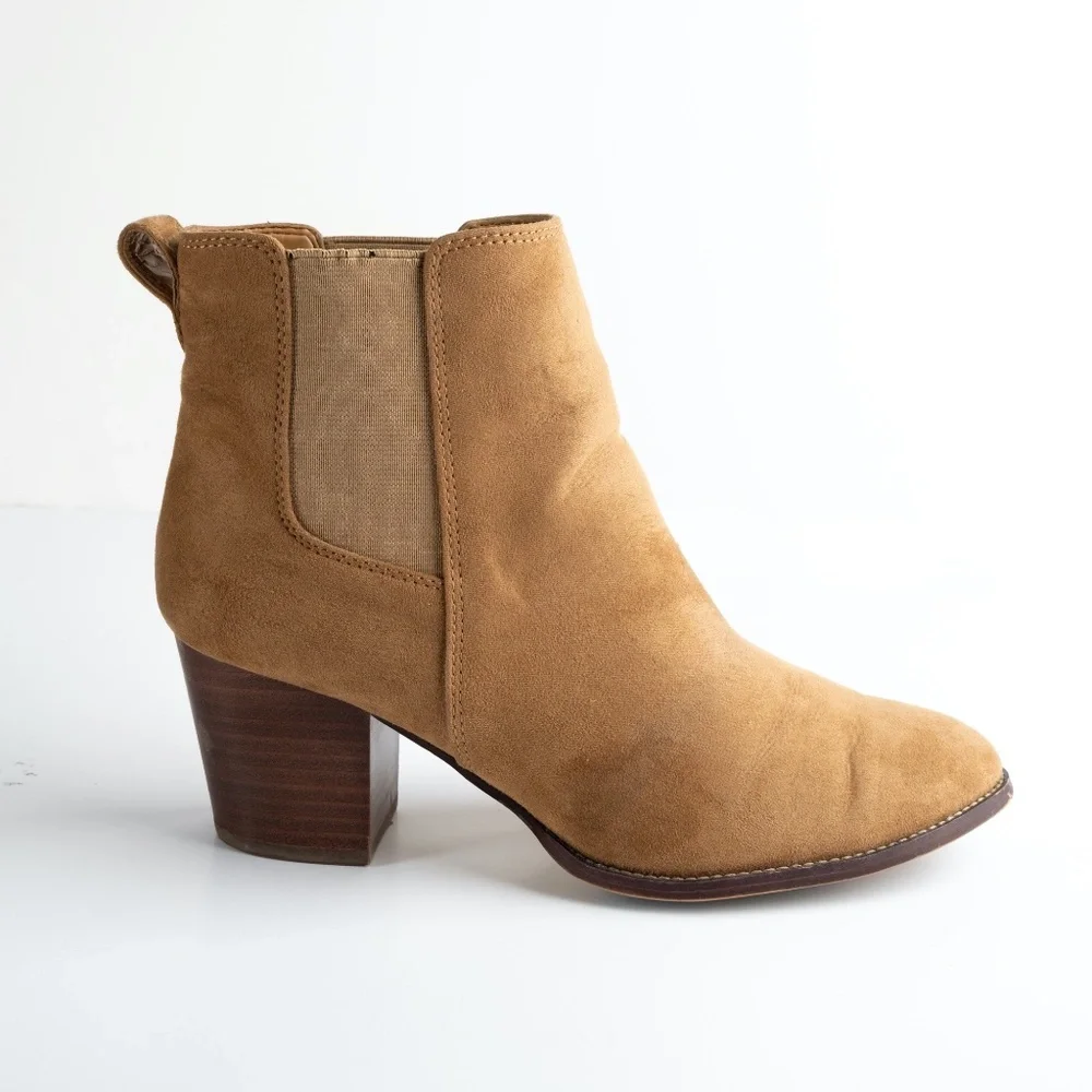 J. CREW Rory tan microsuede heeled boots size 9.5